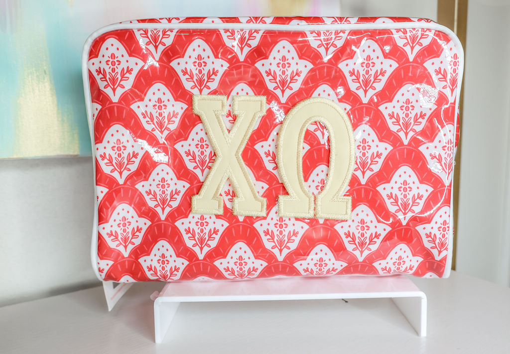 Chi Omega Clear Coat Makeup Bag Red