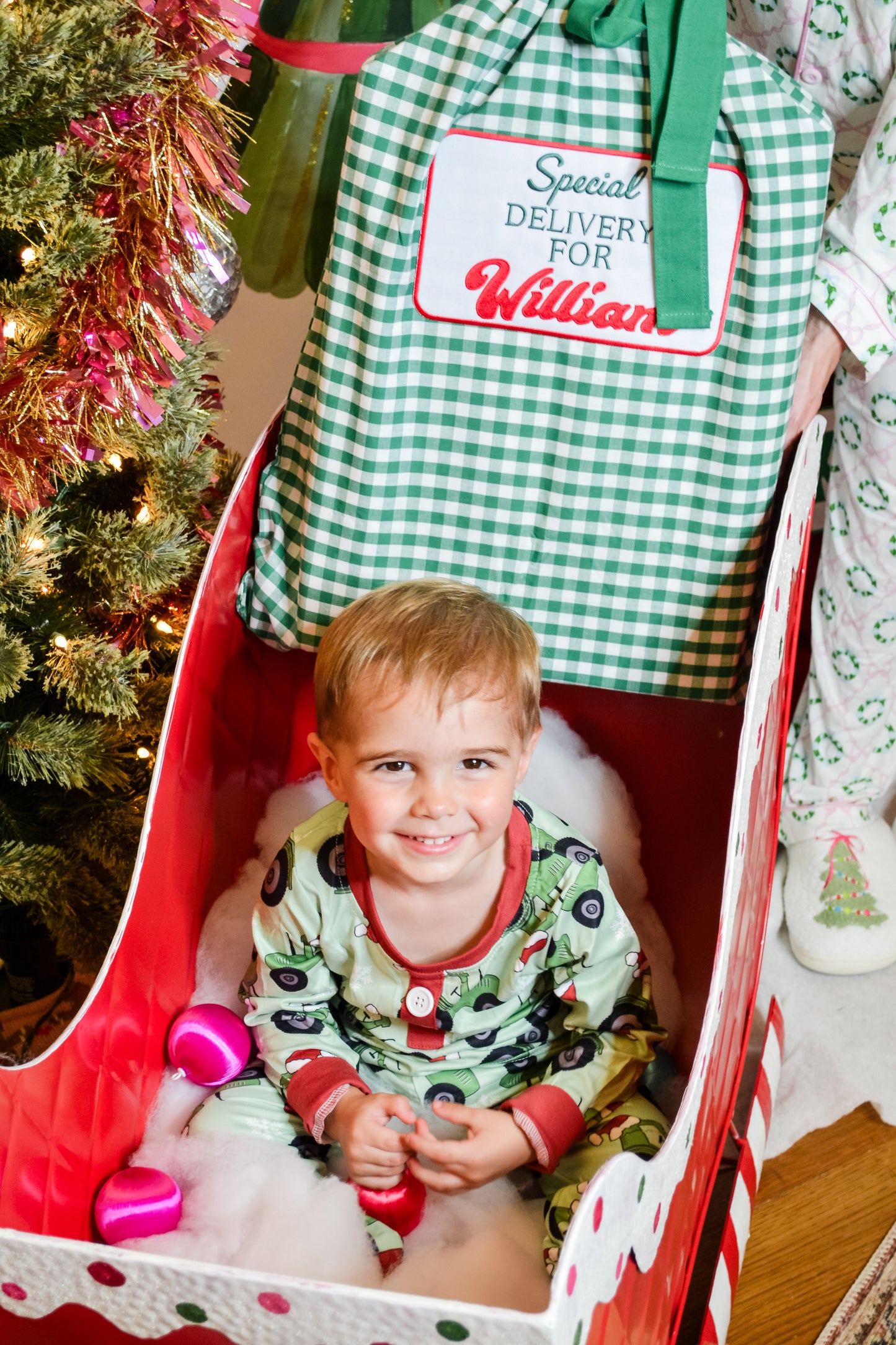 Green Checkered Santa Bag