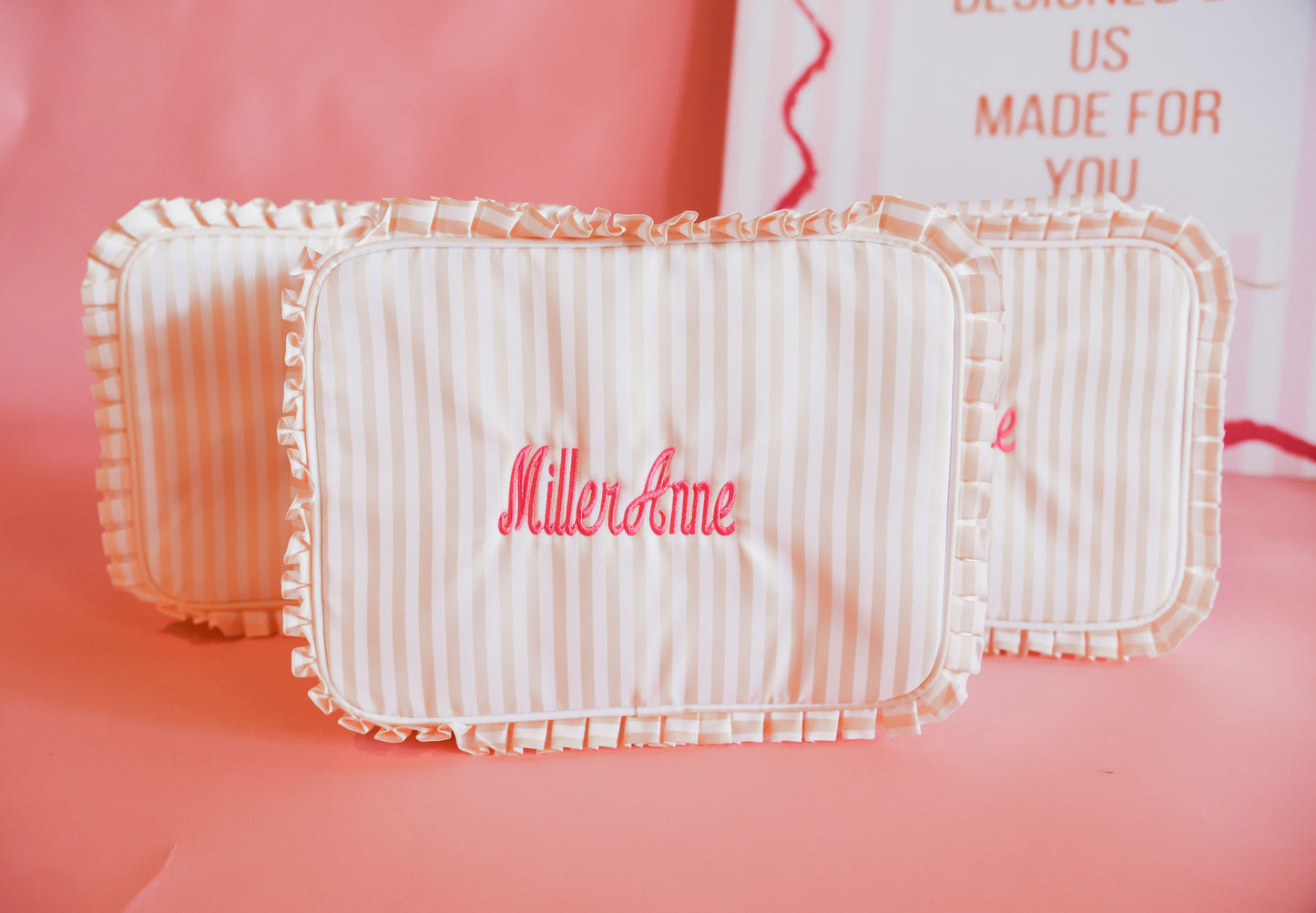 Embroidered Nylon Makeup Bag