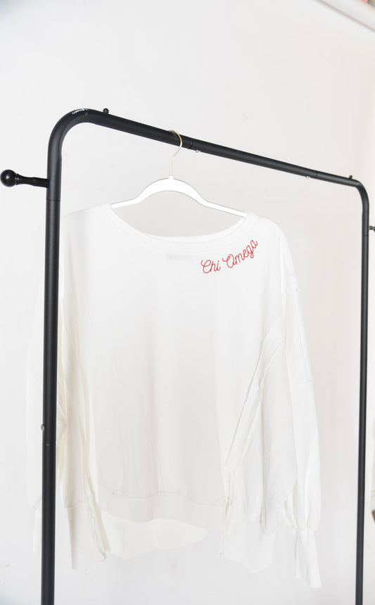 Chi Omega Embroidered Neckline Sweatshirt