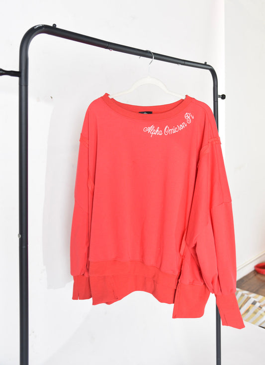 Alpha Omicron Pi Embroidered Neckline Sweatshirt