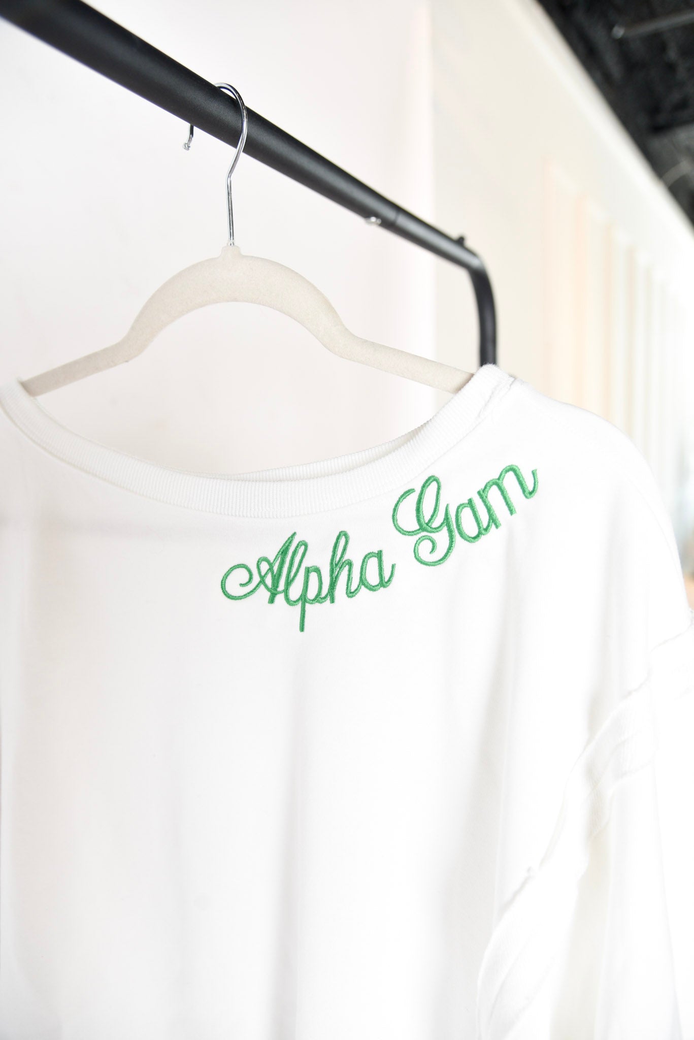 Alpha Gam Embroidered Neckline Sweatshirt