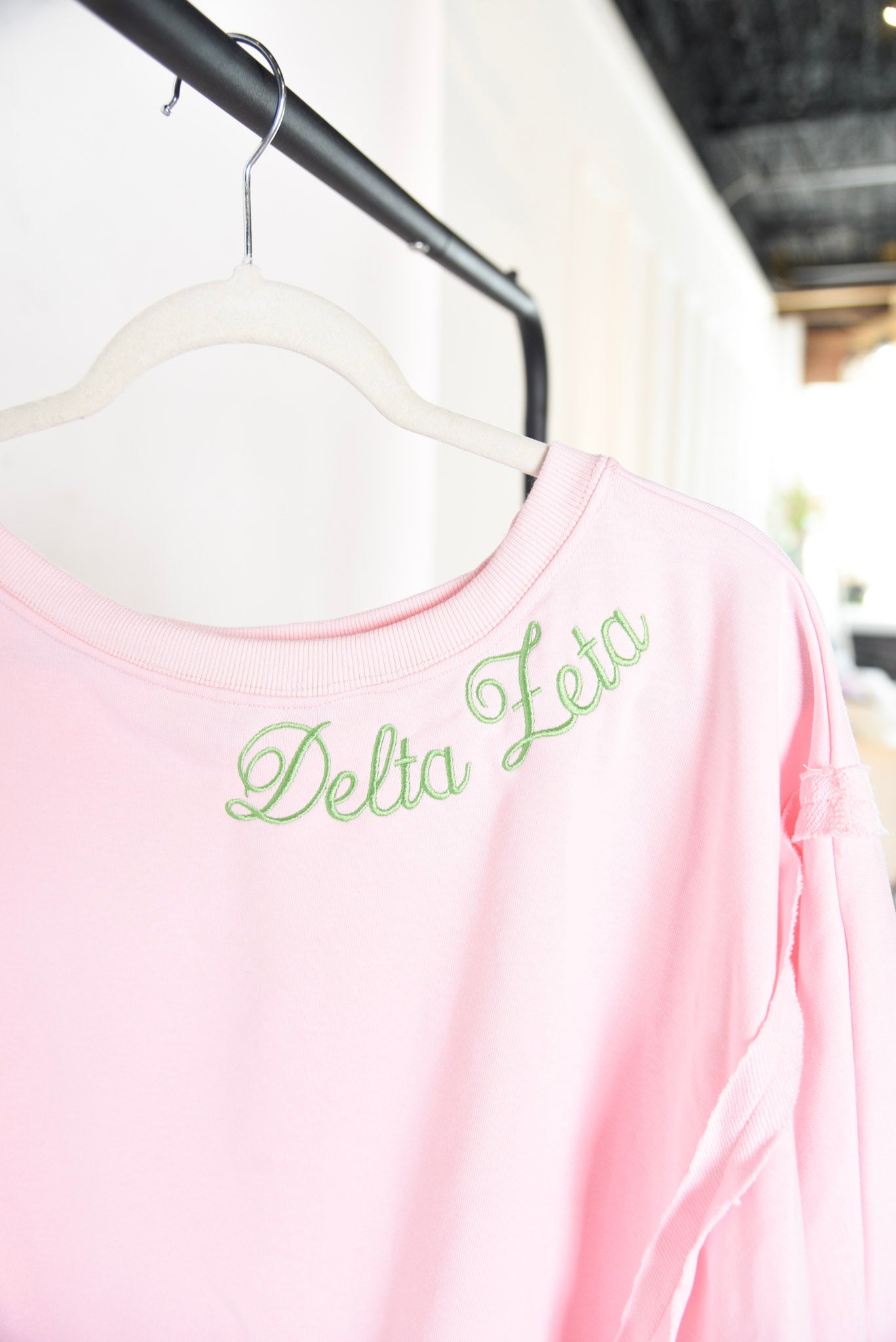 Delta Zeta Embroidered Neckline Sweatshirt