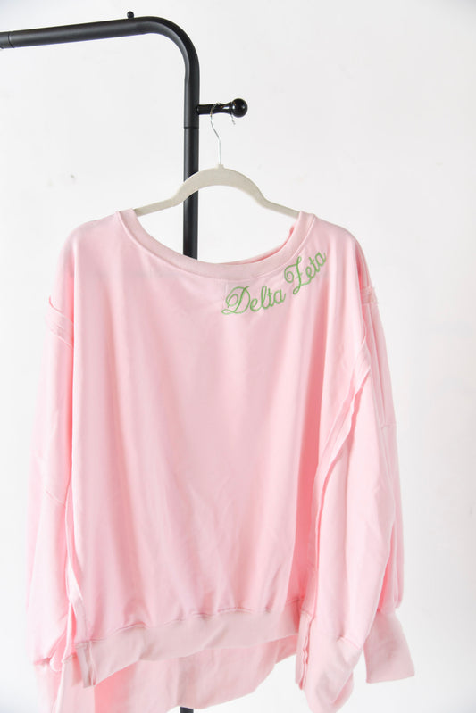 Delta Zeta Embroidered Neckline Sweatshirt