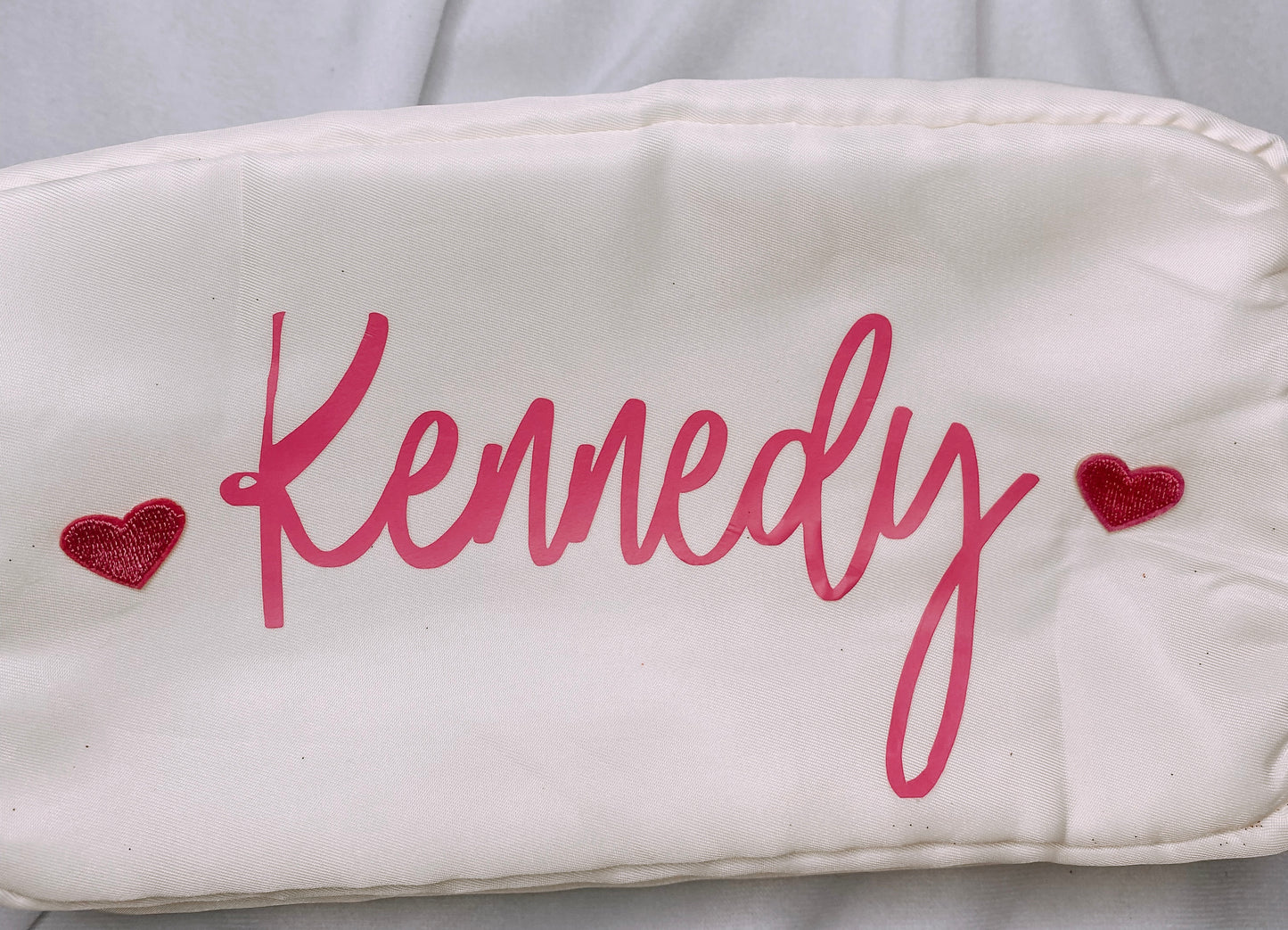 Makeup Bag with Name and Hearts