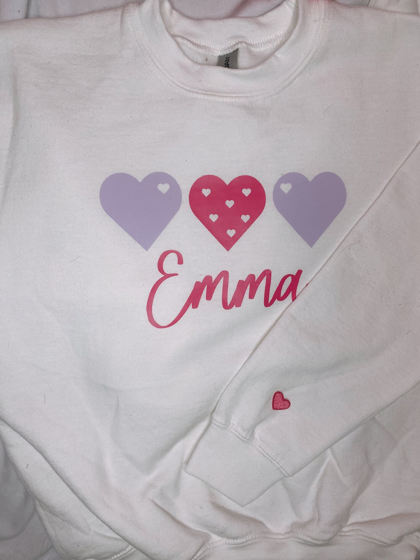 Three hearts and Name sweatshirt! Kids