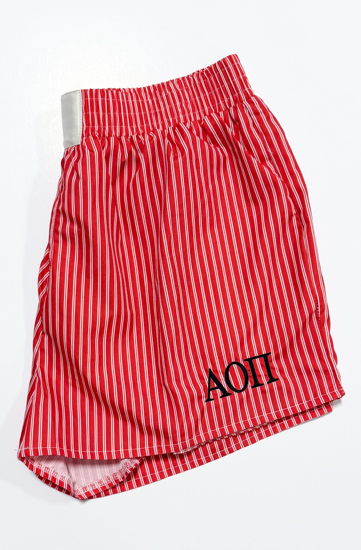 Alpha Omicron Pi Think Stripe Shorts Red