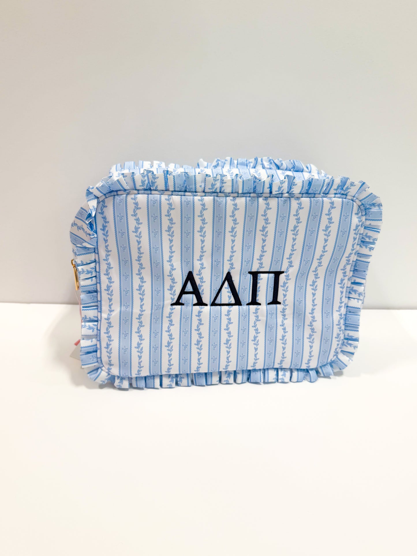 Alpha Delta Pi Ruffle Makeup Bag
