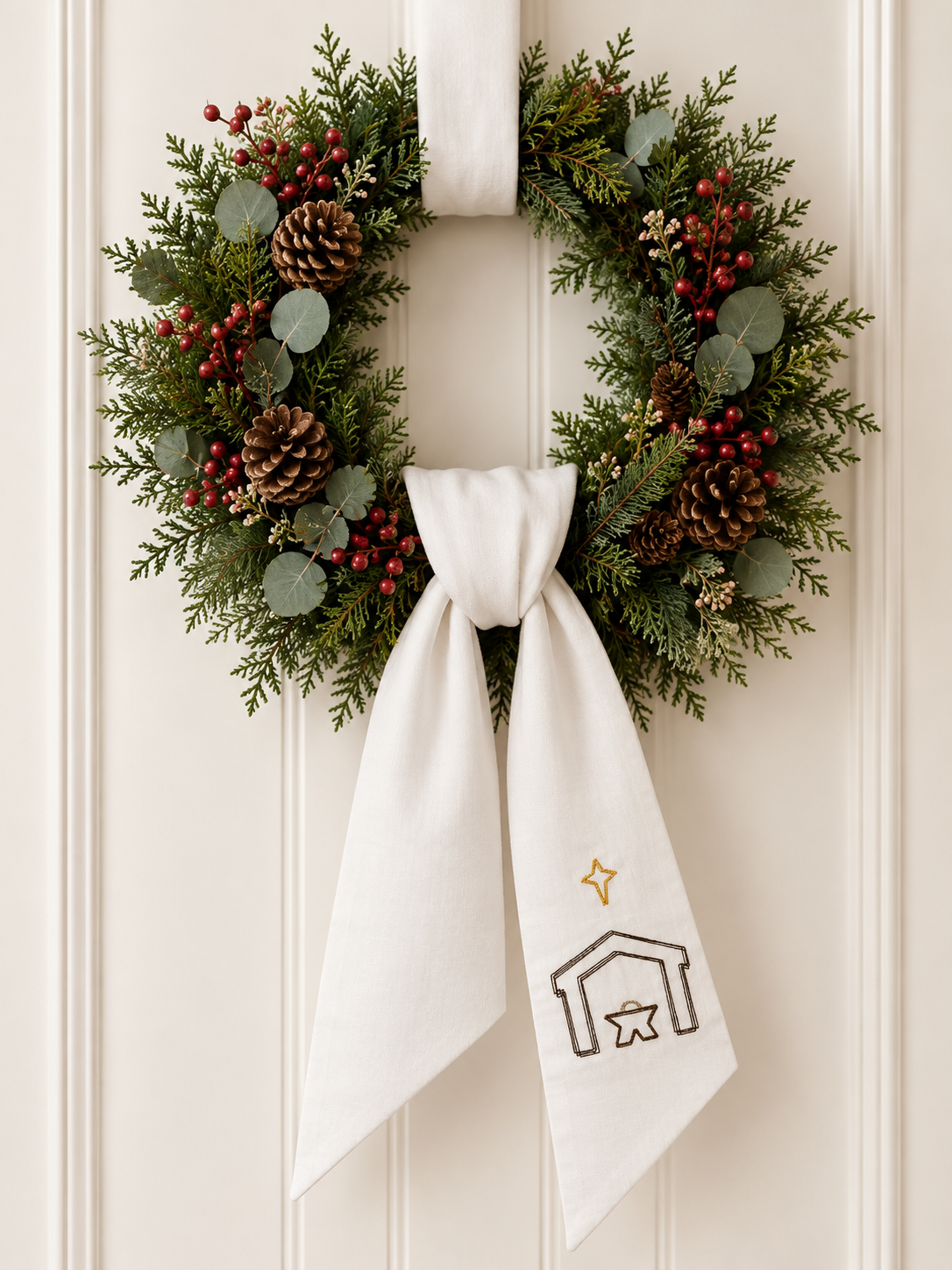 Nativity Wreath Sash White