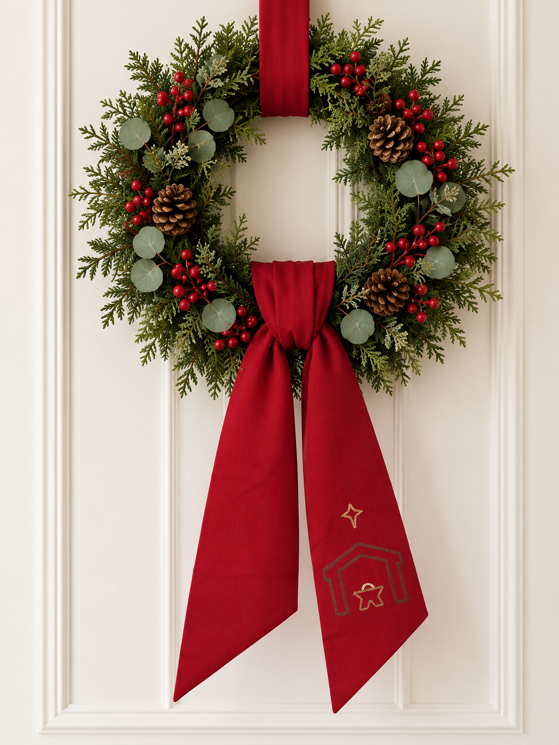 Nativity Wreath Sash Red