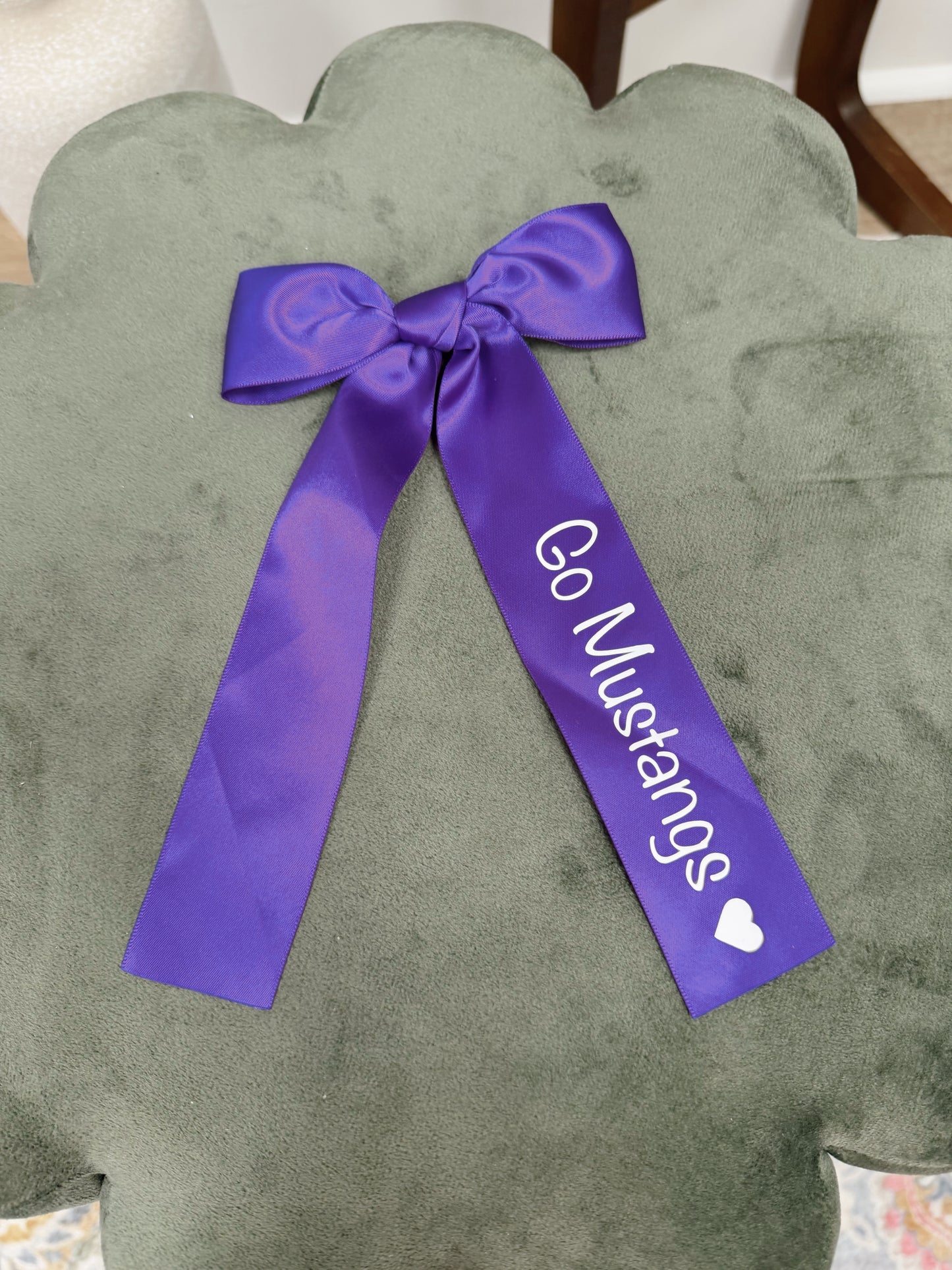 Purple Go Mustangs Ribbon Bow