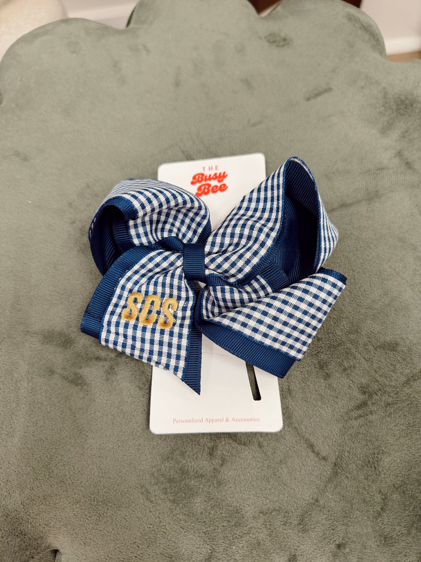Blue Gingham SCS Bow
