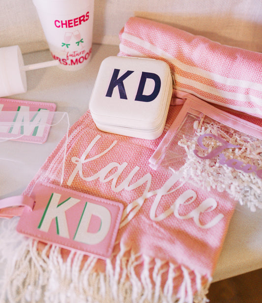 Vinyl Monogram Fringe Towel