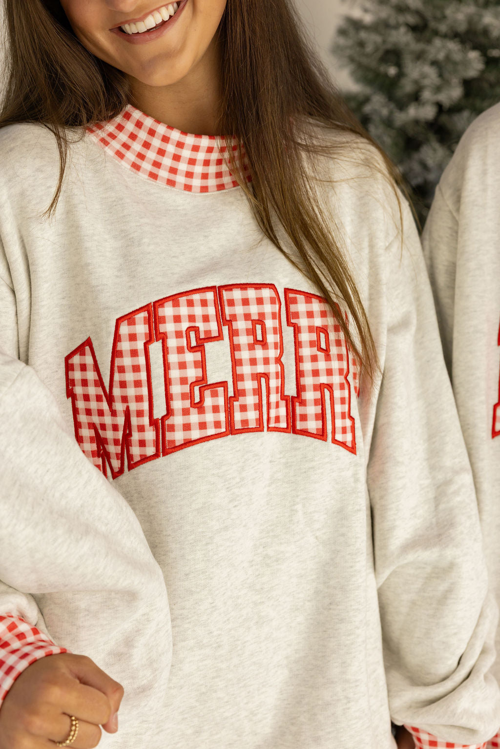 Gingham Merry Mockneck