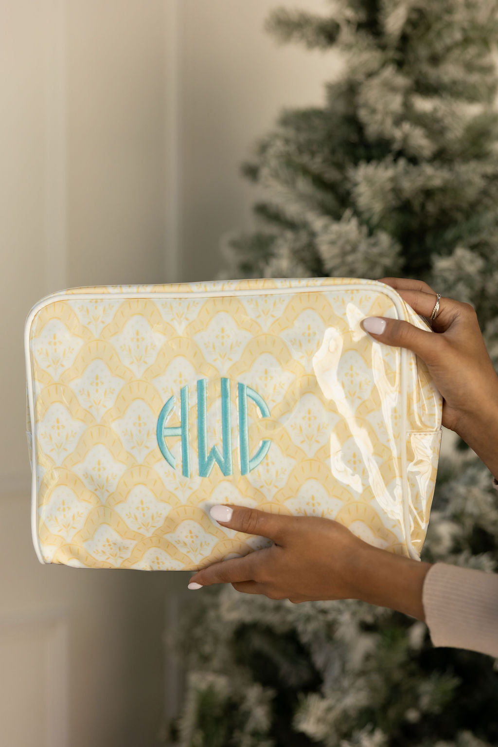 Clear Coat Makeup Bag Embroidered