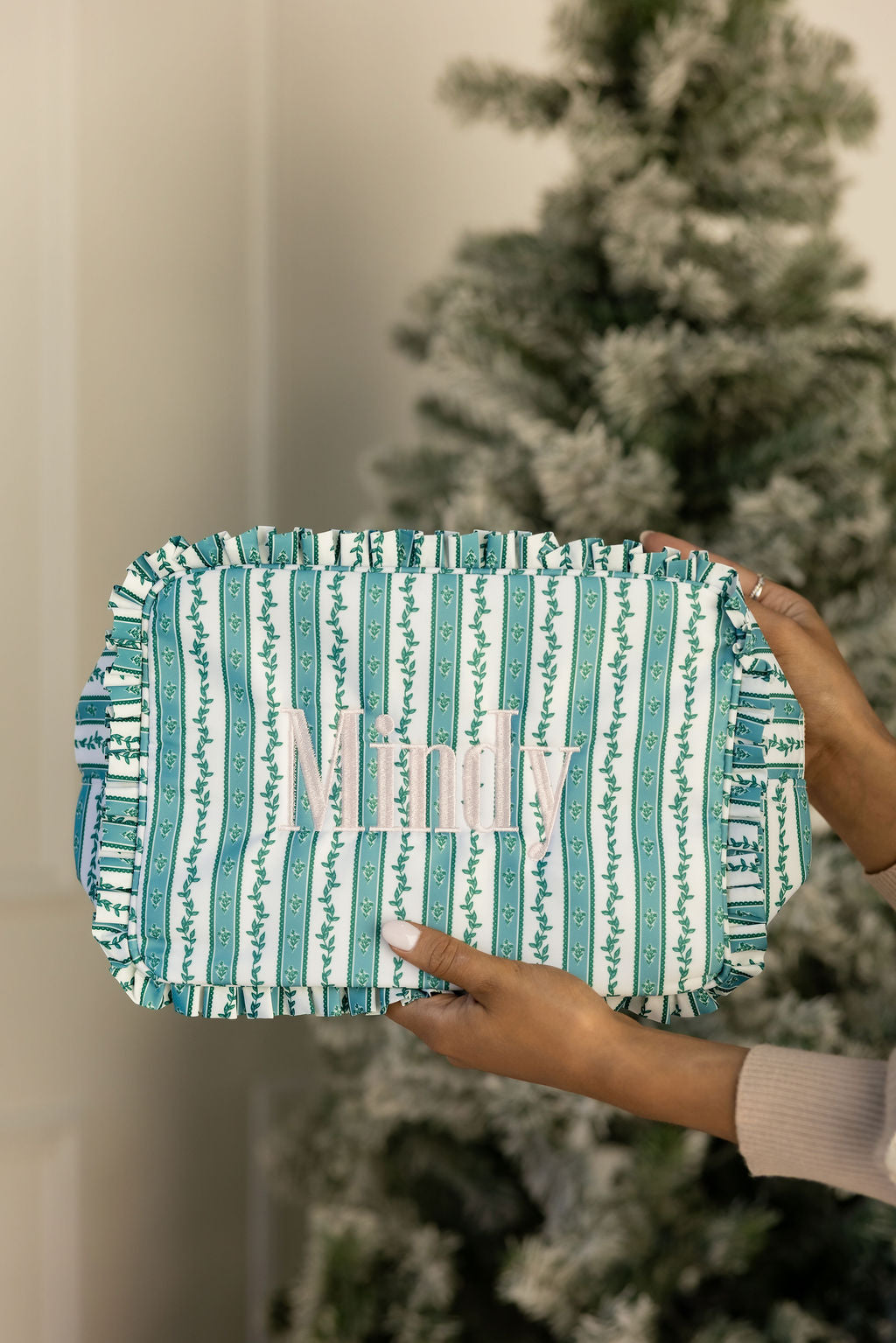 Ruffle Makeup Bag  Embroidered