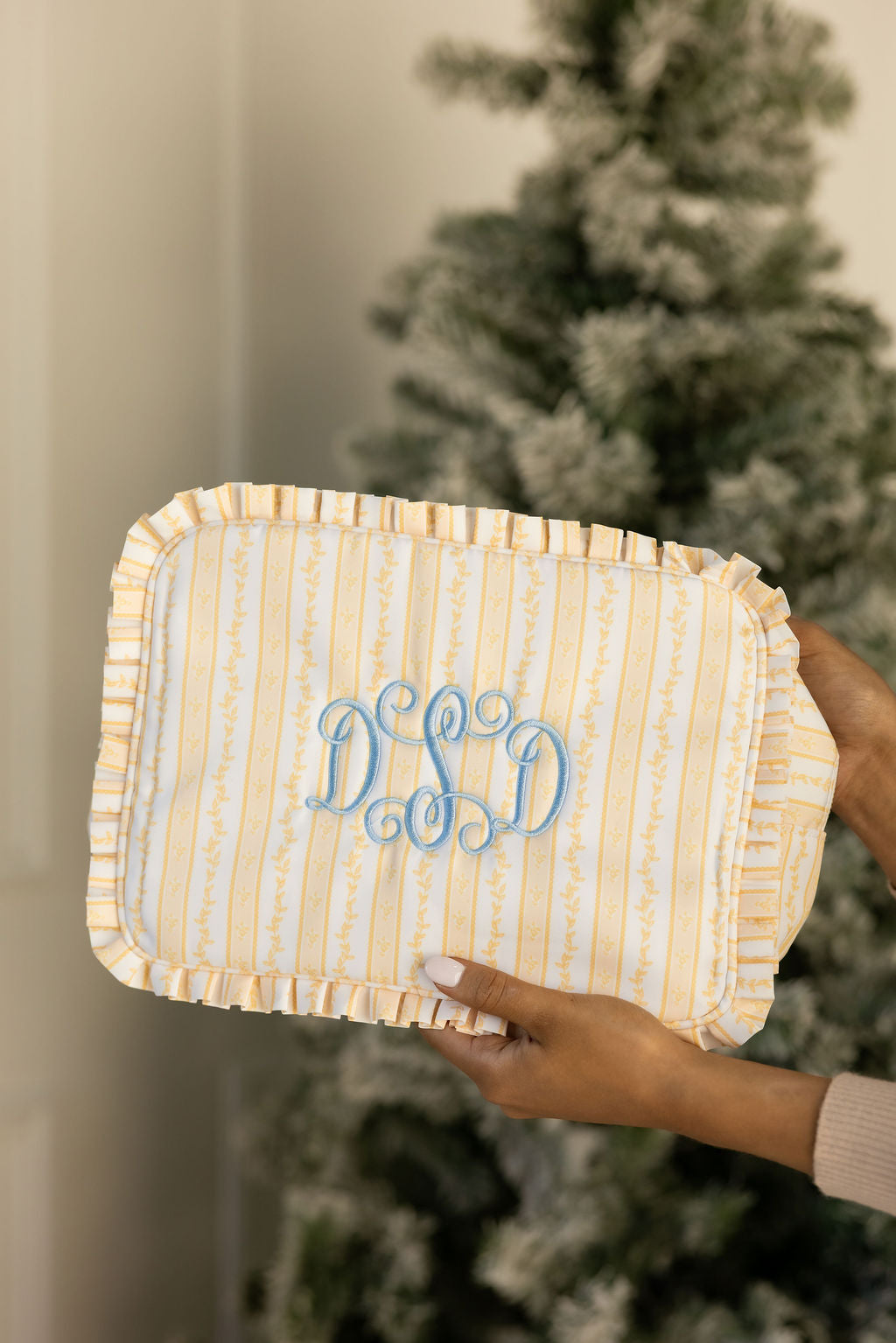 Ruffle Makeup Bag  Embroidered