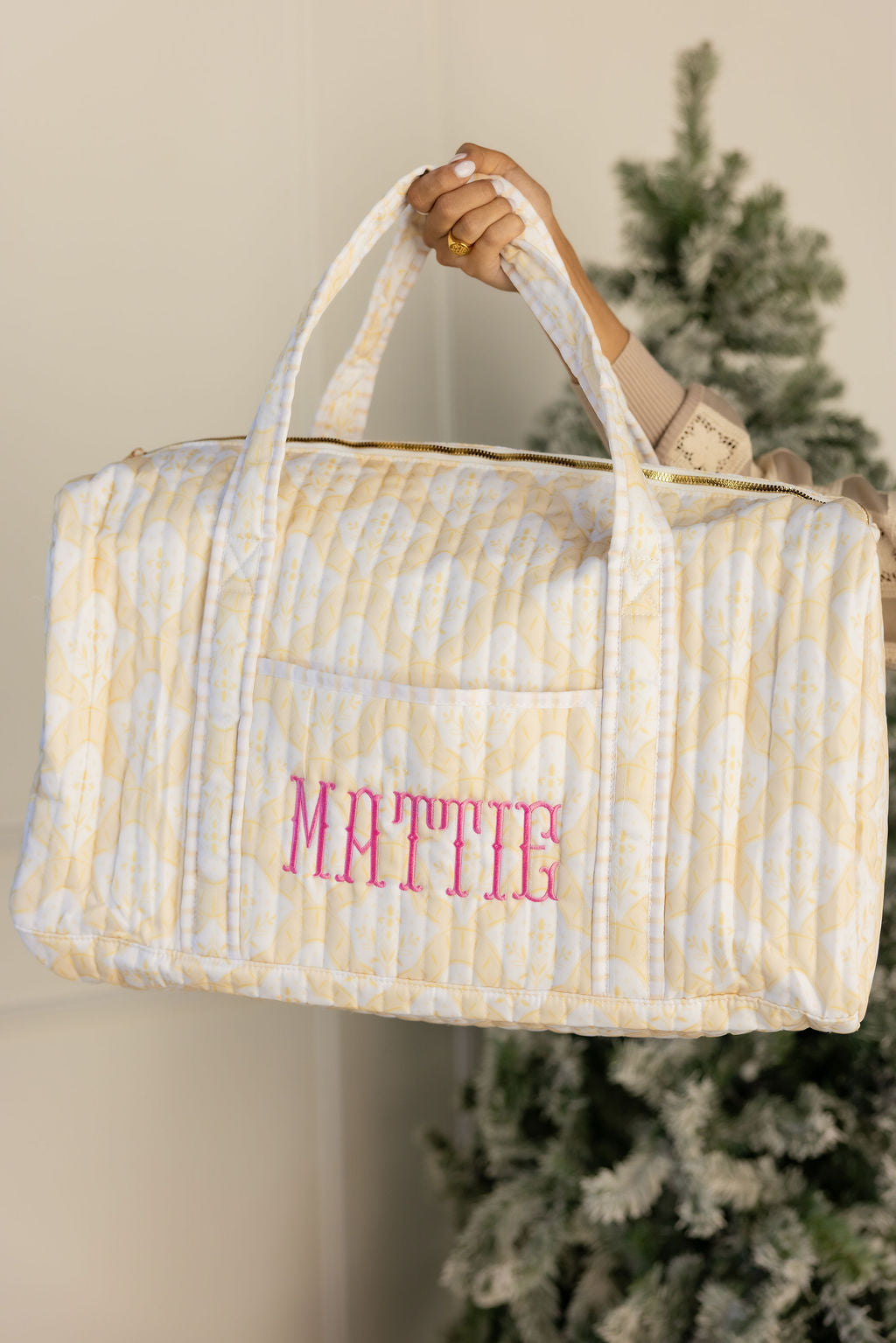 Quilted Duffle Bag Embroidered