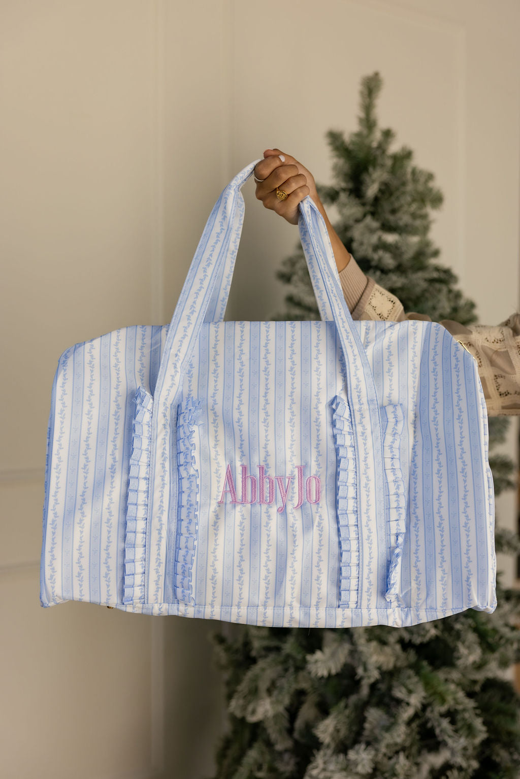 Ruffle Duffle Bag Embroidered