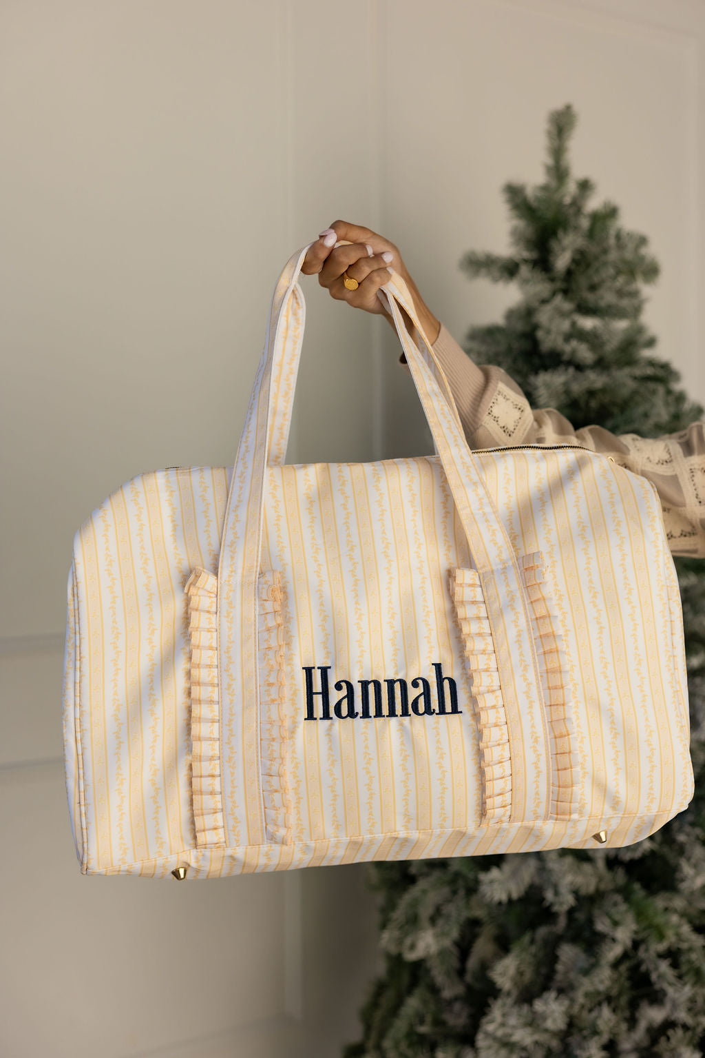 Ruffle Duffle Bag Embroidered