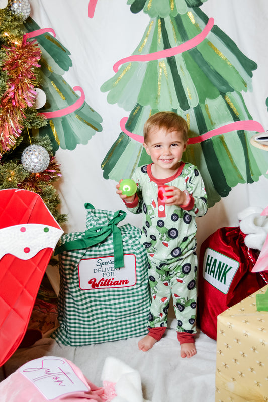 Green Checkered Santa Bag