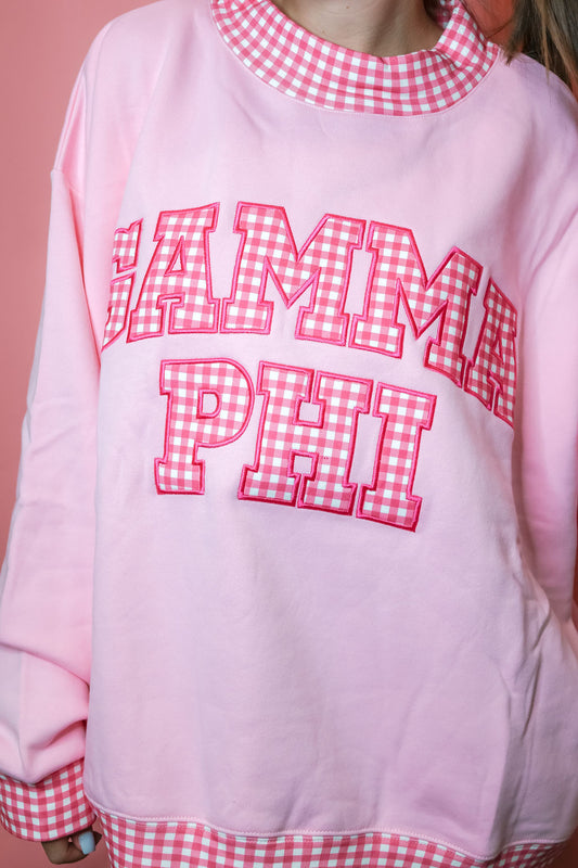 Gamma Phi Gingham Mockneck