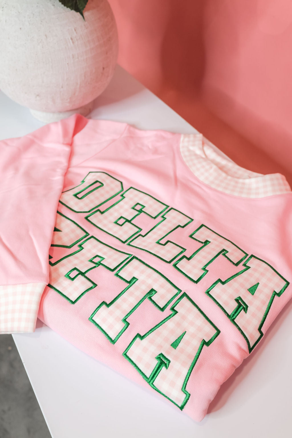 Delta Zeta Gingham Mockneck