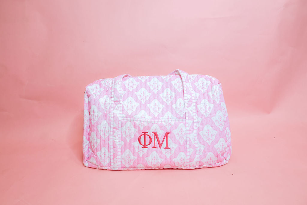 Phi Mu Quilted Duffle Bag