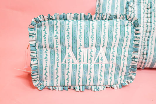 Alpha Gamma Ruffle Makeup Bag