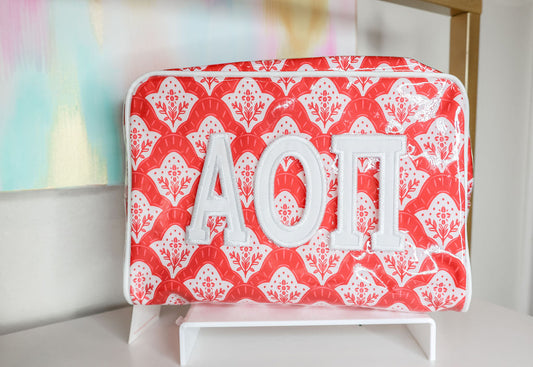 Alpha Omicron Pi Clear Coat Makeup Bag