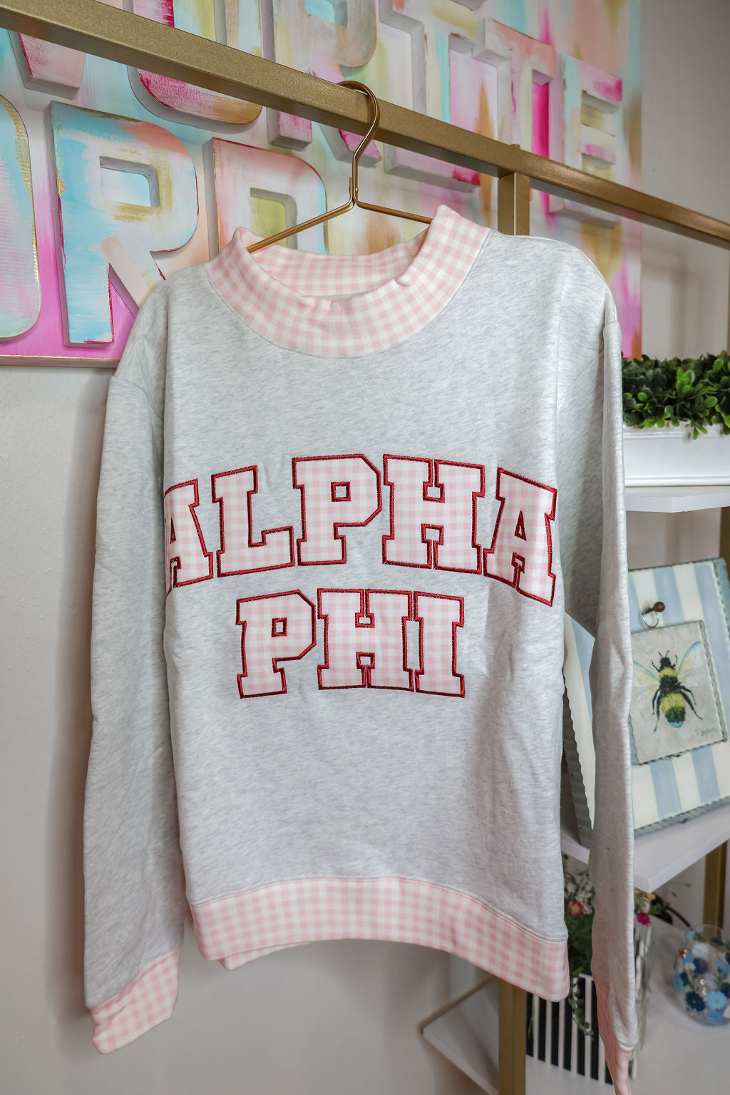 Alpha Phi Gingham Mockneck