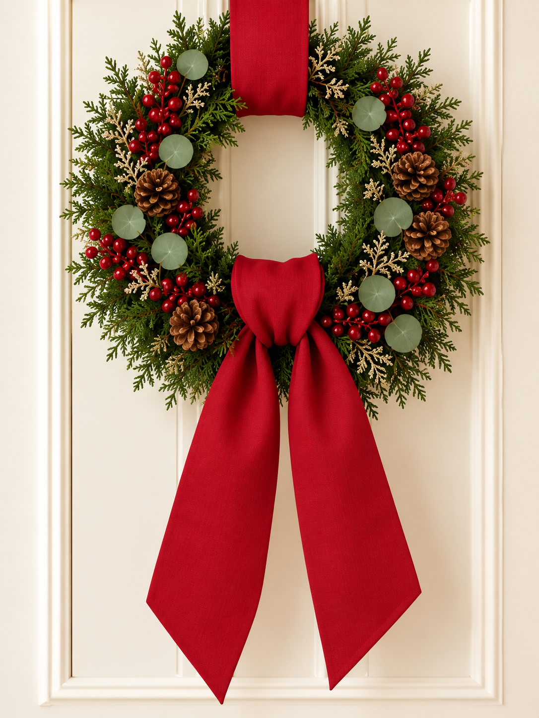 Red Wreath Sash Embroidered