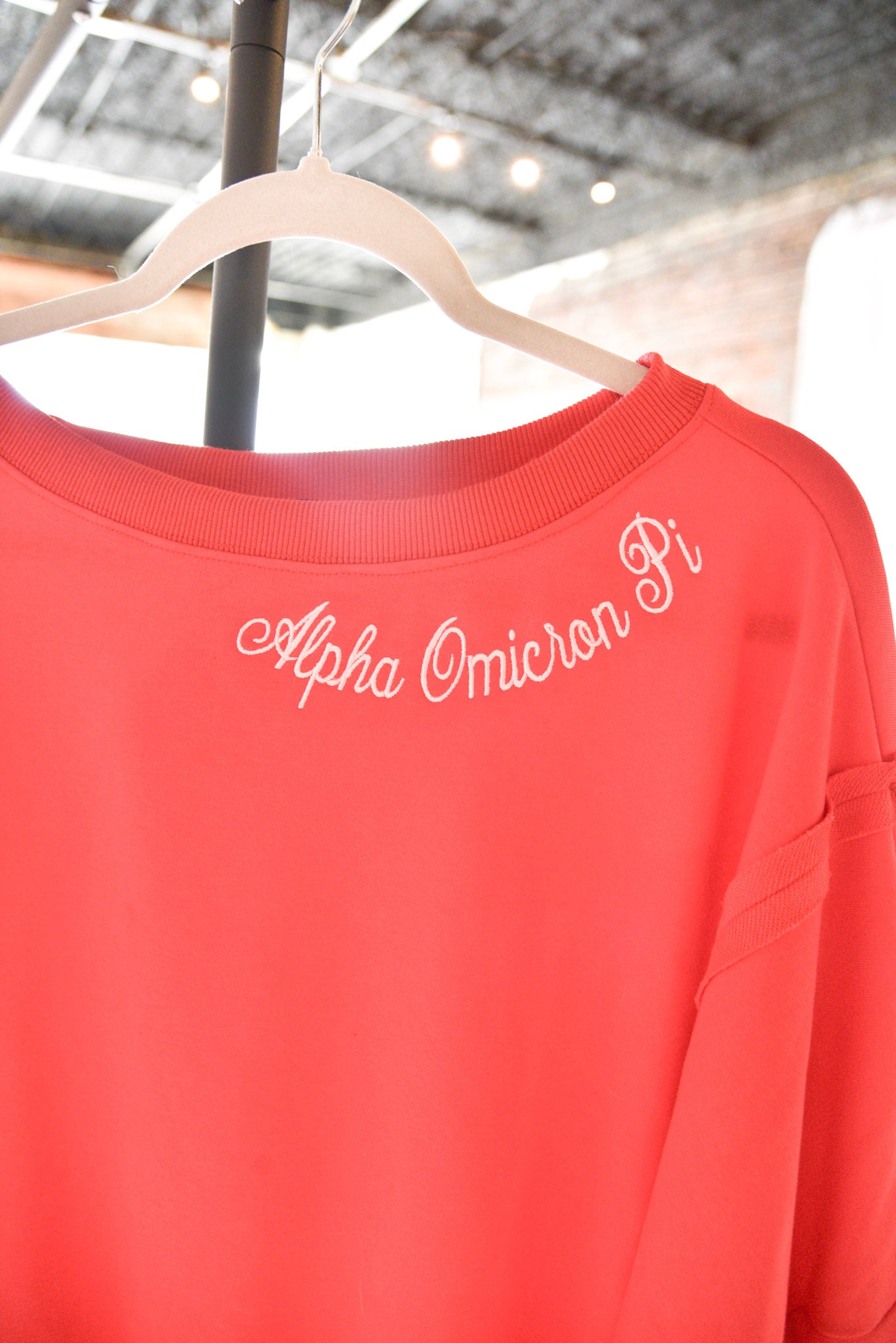 Alpha Omicron Pi Embroidered Neckline Sweatshirt