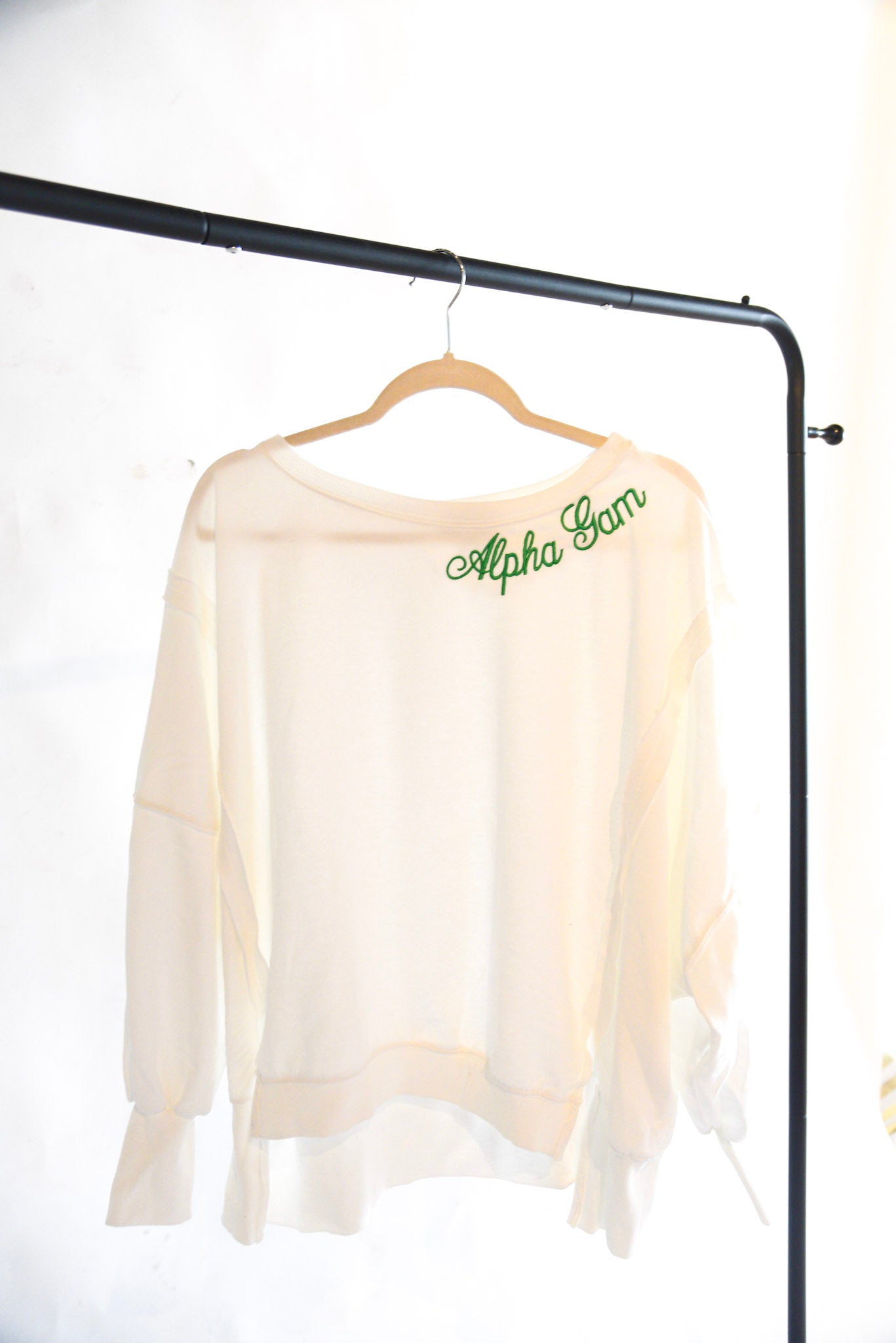 Alpha Gam Embroidered Neckline Sweatshirt