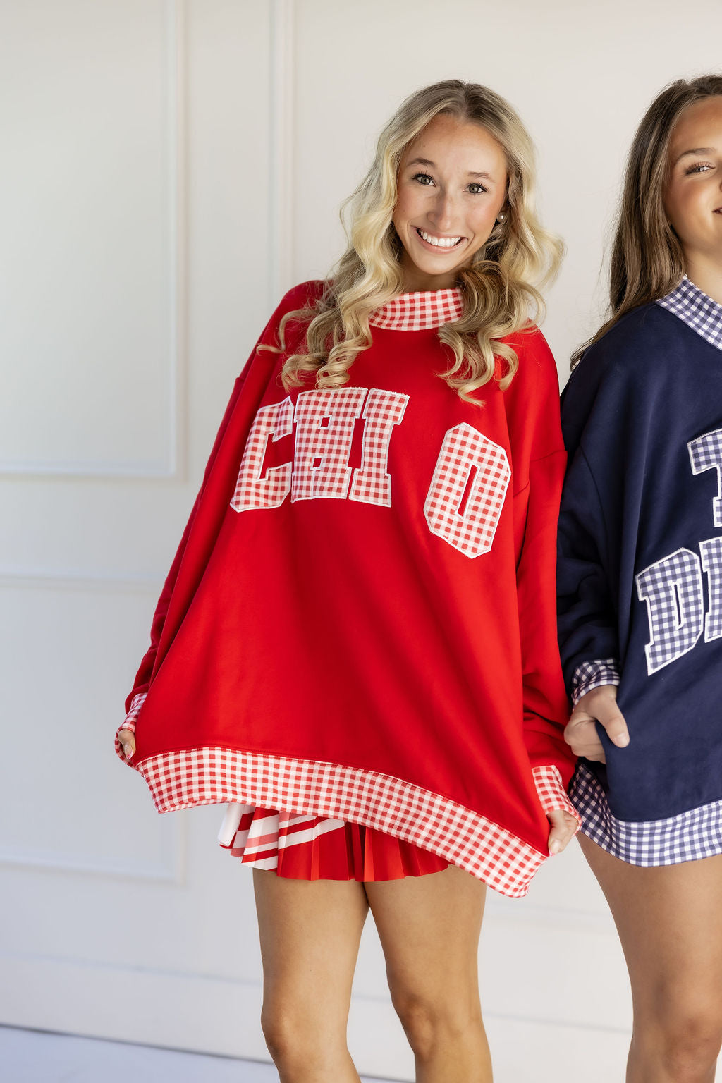 Chi Omega Gingham Mockneck