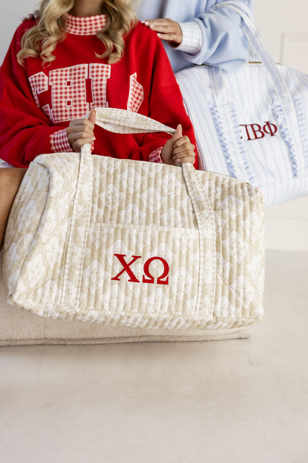 Chi Omega Quilted Duffle Bag