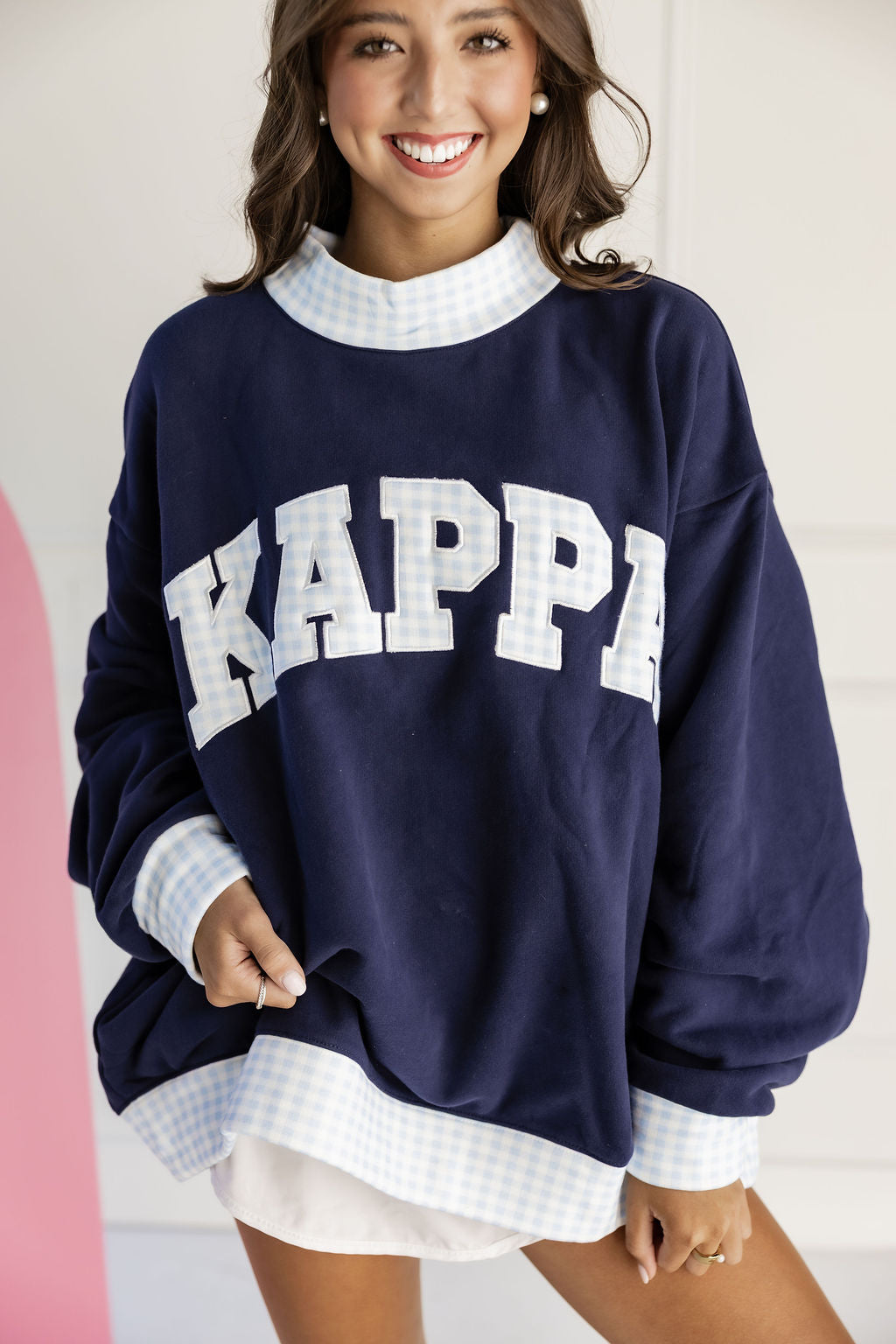 Kappa Kappa Gamma Gingham Mockneck