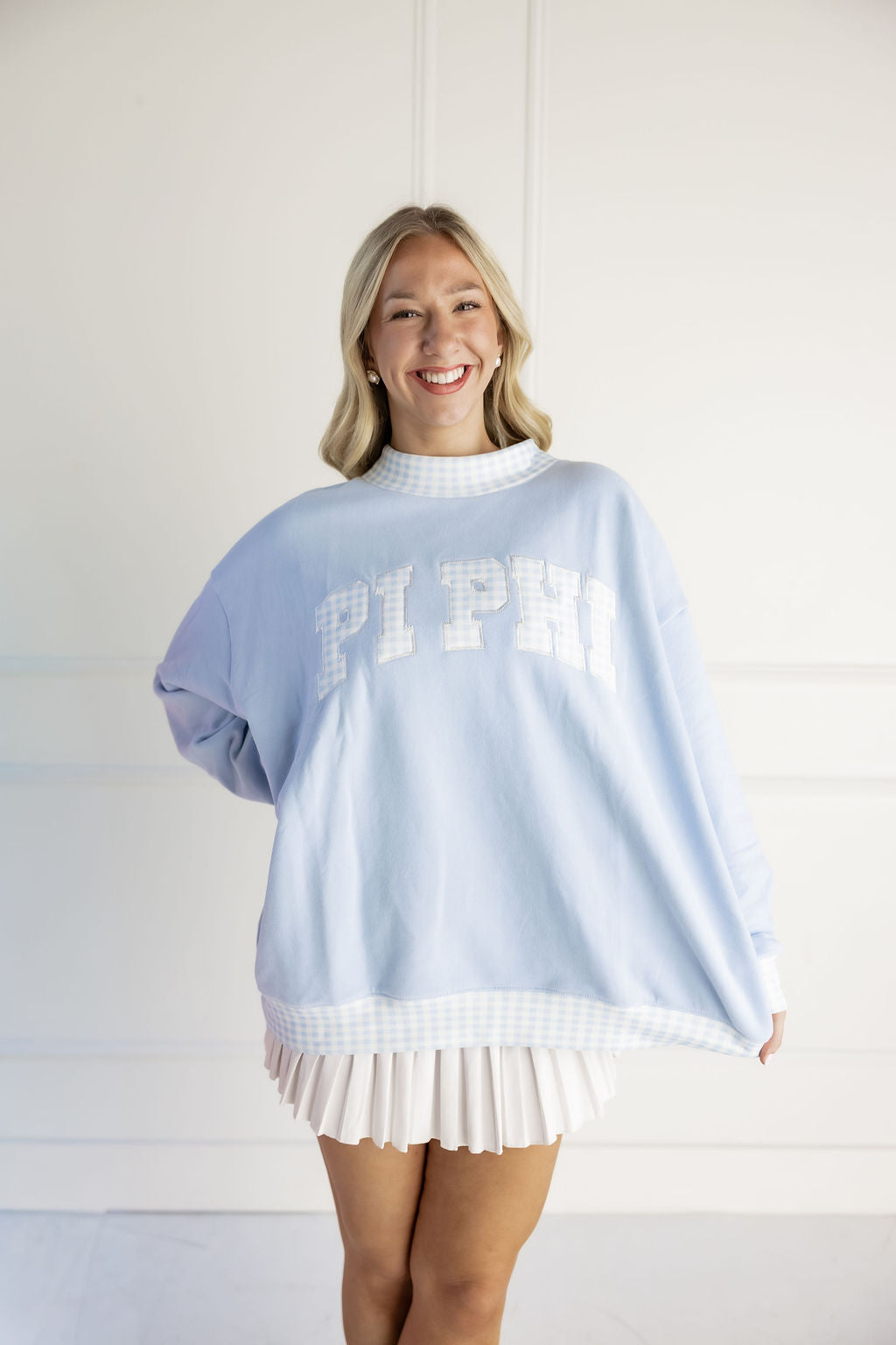 Pi Beta Phi Gingham Mockneck