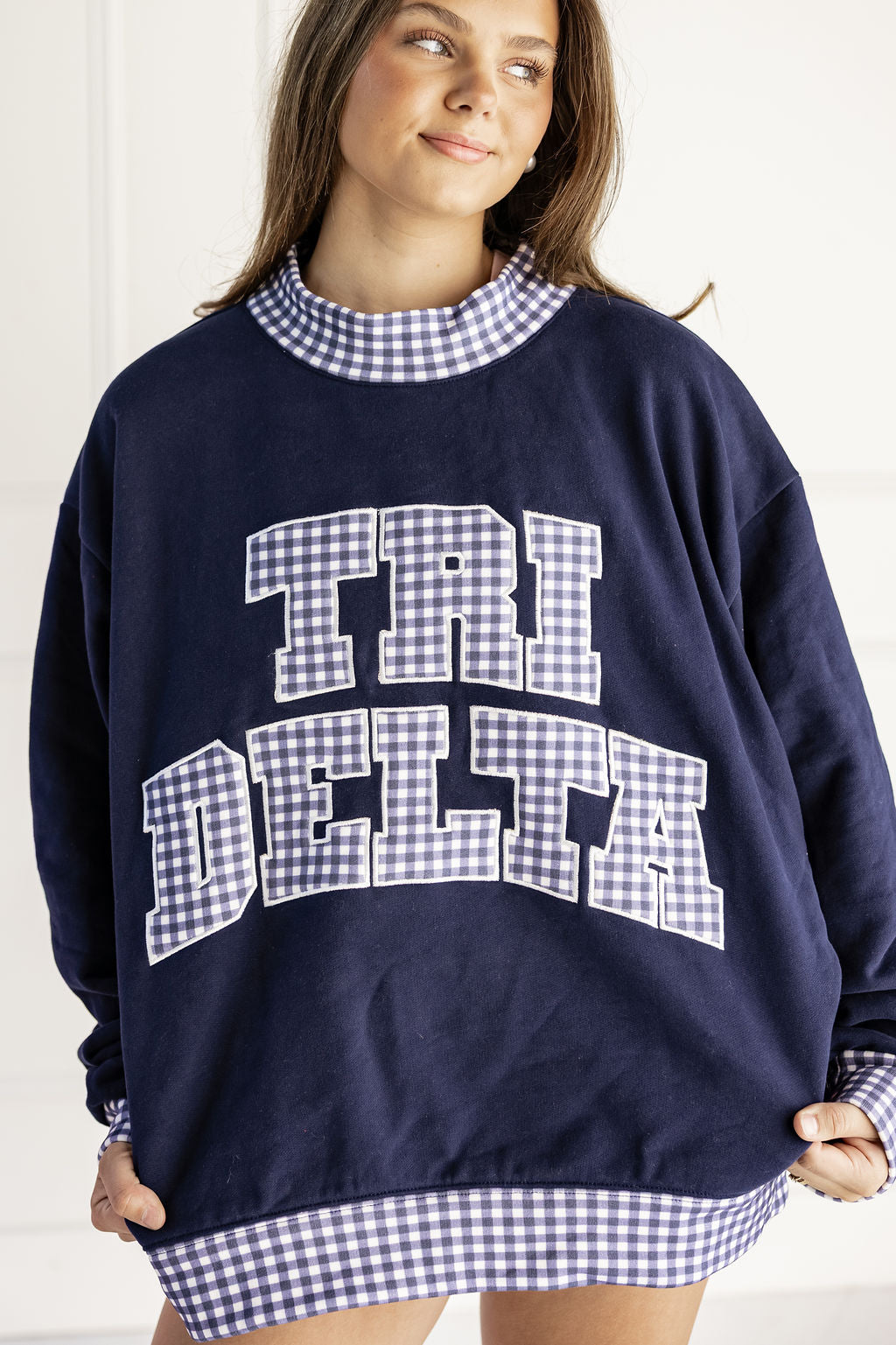 Tri Delta Gingham Mockneck