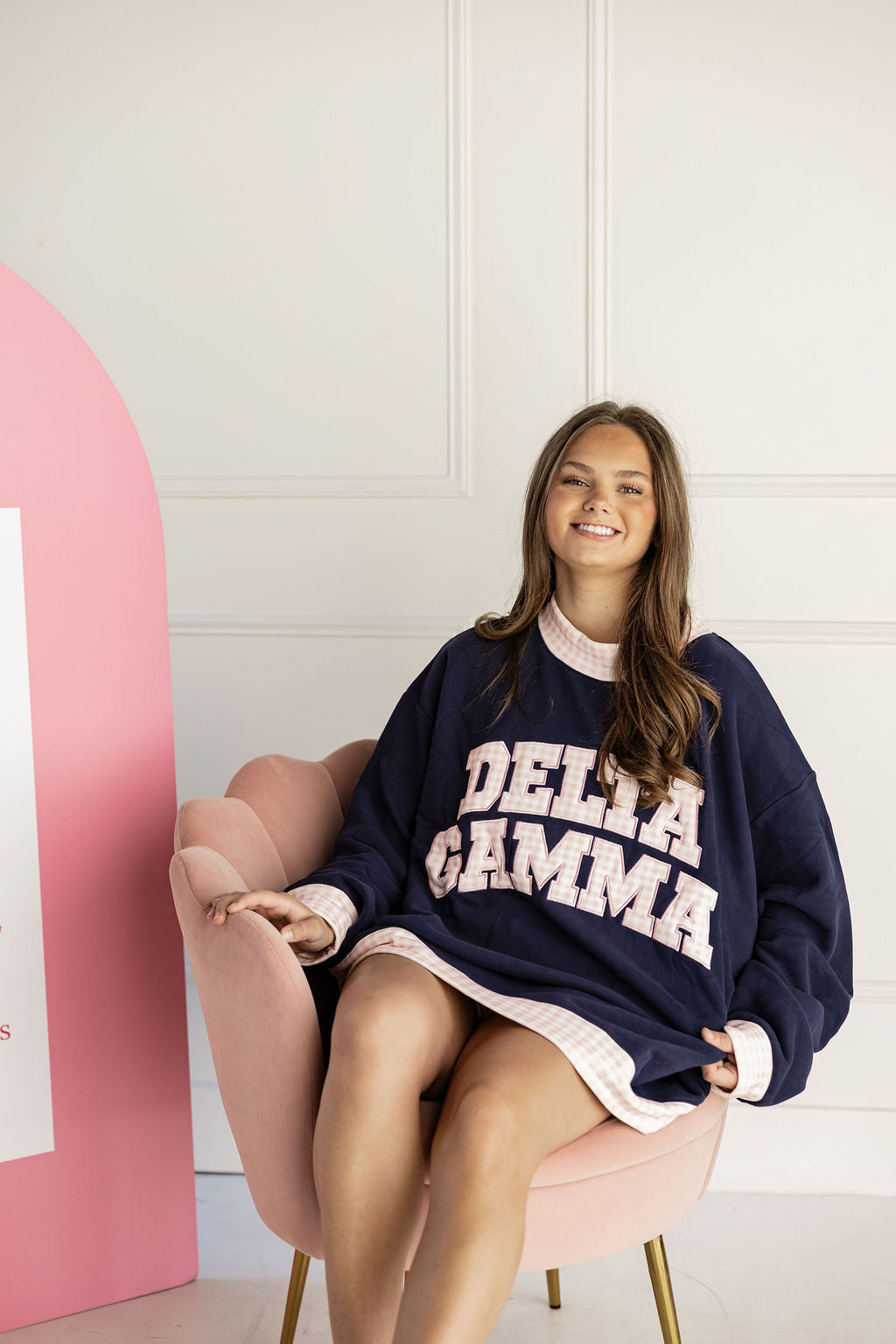 Delta Gamma Gingham Mockneck