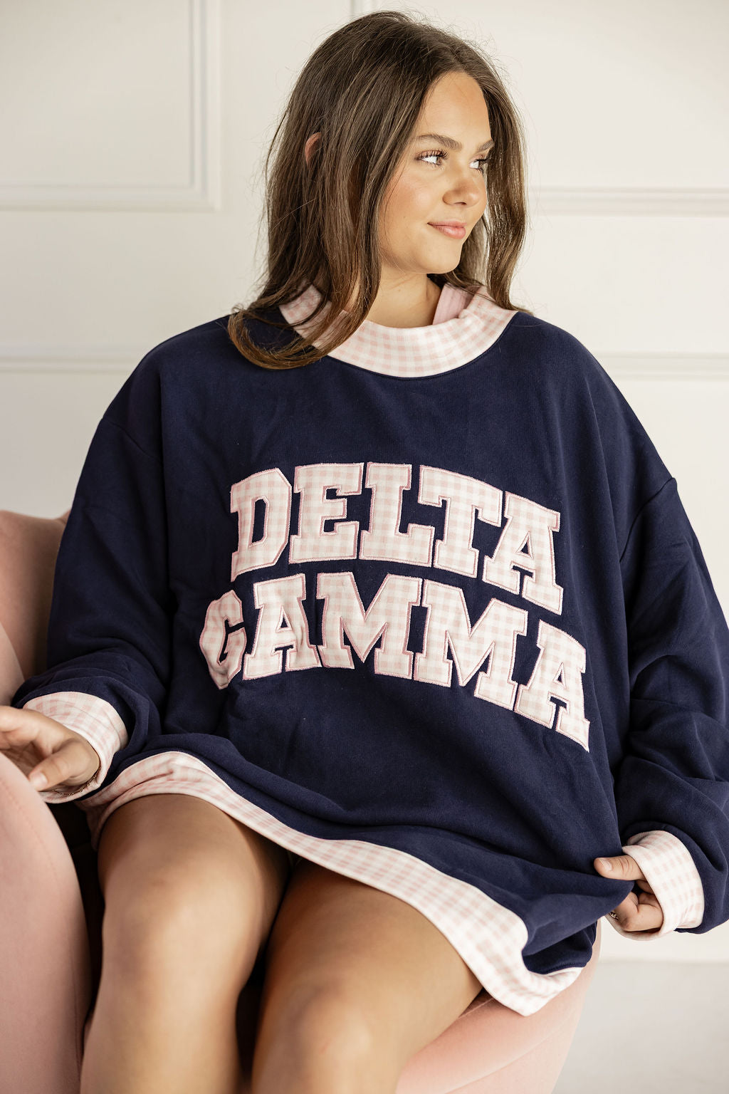 Delta Gamma Gingham Mockneck