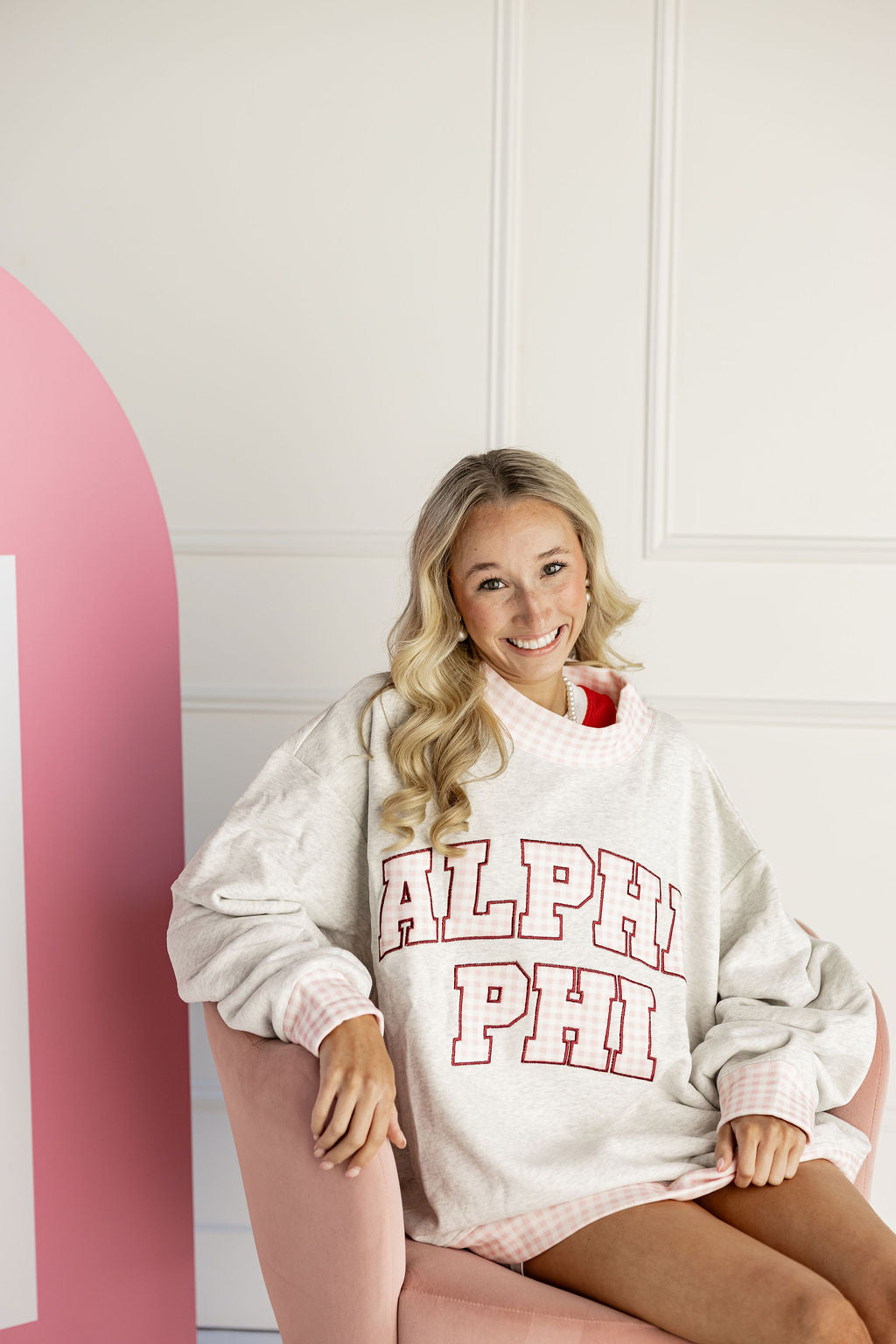 Alpha Phi Gingham Mockneck