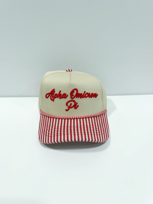 Alpha Omicron Pi Stripe Hat