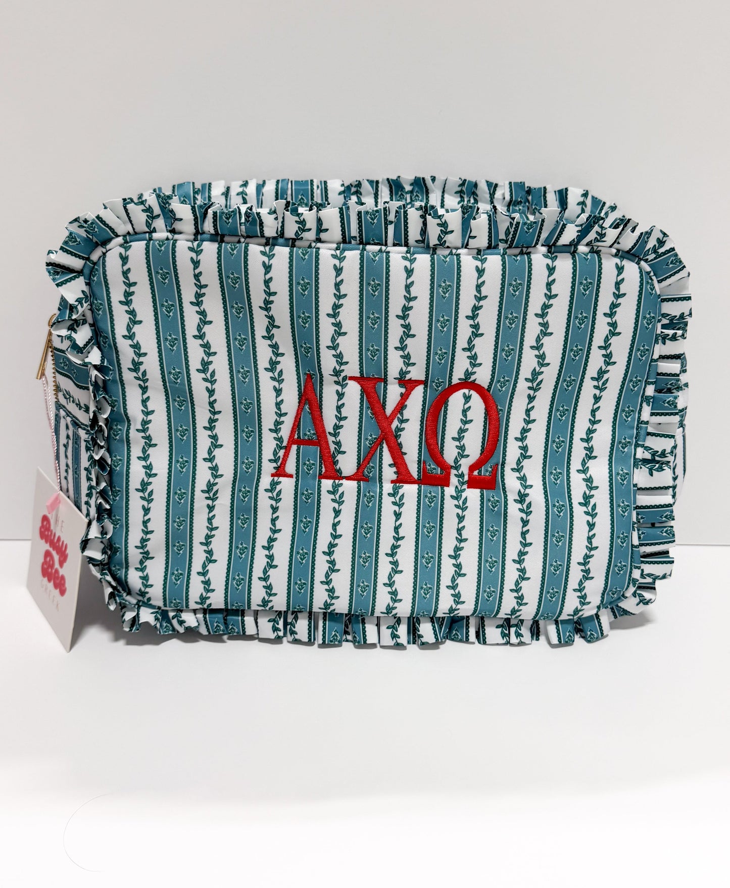 Alpha Chi Omega Ruffle Makeup Bag