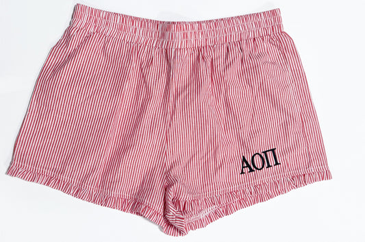 Alpha Omicron Pi Stripe Shorts Red