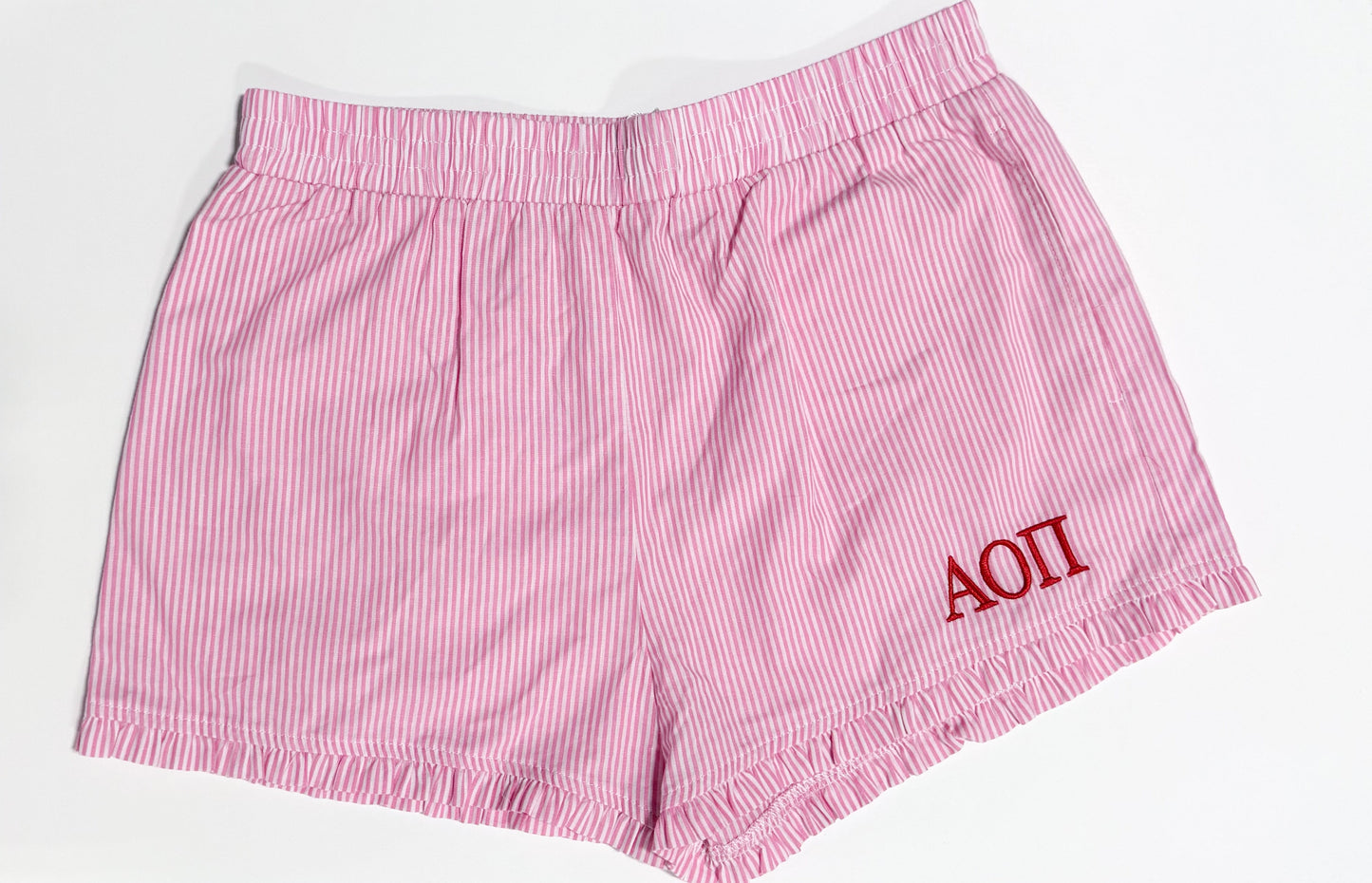Alpha Omicron Pi Stripe Shorts Pink