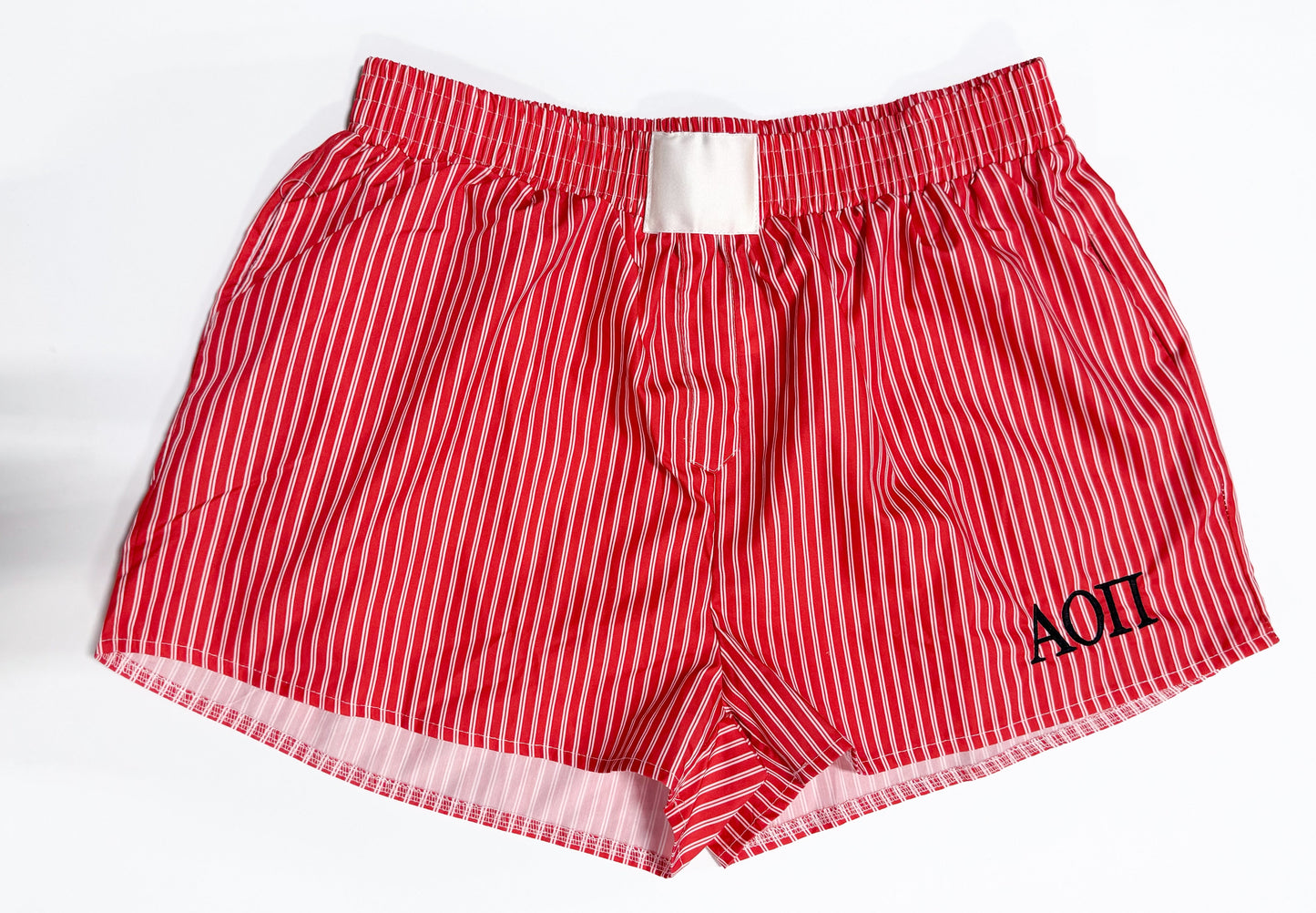 Alpha Omicron Pi Think Stripe Shorts Red