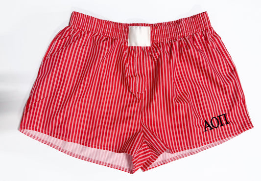 Alpha Omicron Pi Think Stripe Shorts Red