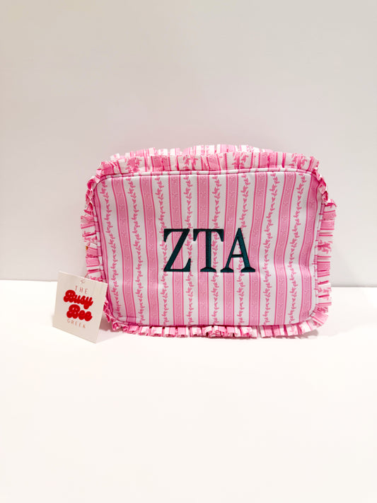 Zeta Tau Alpha Ruffle Makeup Bag