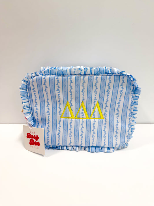 Tri Delta Ruffle Makeup Bag